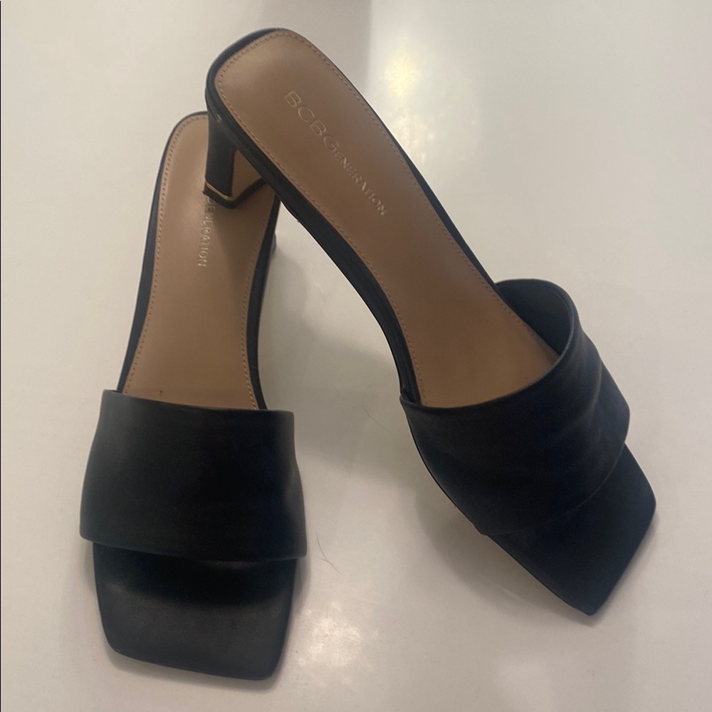 BCBG Generation black slide heels. Worn twice. Size 9. - Picture 1 of 6